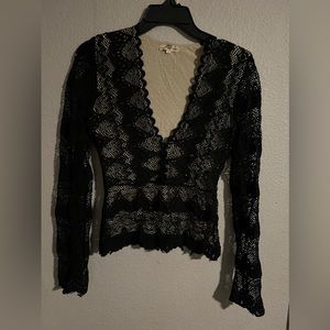 Nightcap lacey long sleeve top with v neck